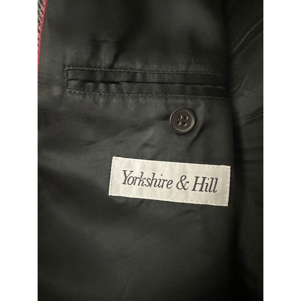 Yorkshire Hill Men's Herringbone Tweed Wool Blazer Jacket Classic Fit Grey 42L - Picture 4 of 13